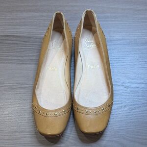 Christian Louboutin Camel Gold Studded Flats